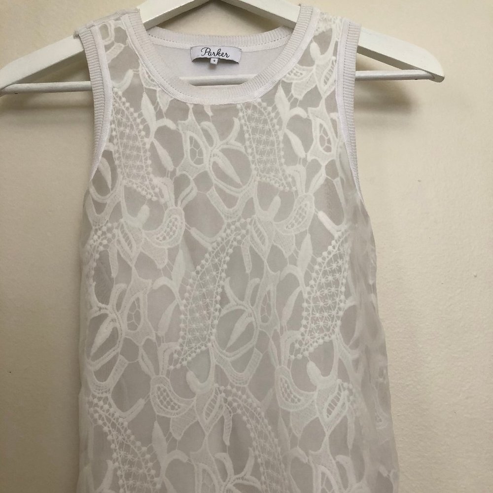 Parker Radley Cropped Lace Sheer Front Top S